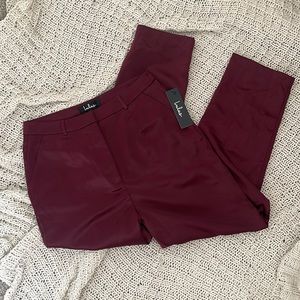 NWT Burgundy Satin Trousers